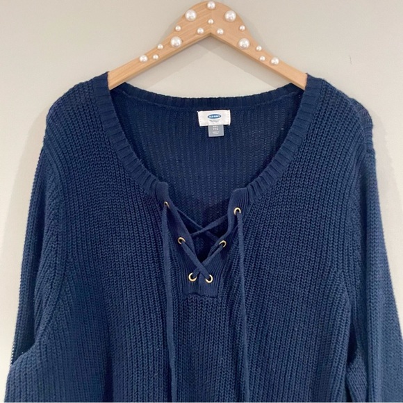 Old Navy Plus Size Lace-Up Bell Sleeve Sweater - In the Navy, XXL, Cozy Winter - Picture 2 of 11